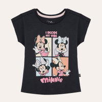 Camiseta de algodão infantil minnie cinza