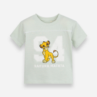 Camiseta infantil de algodão manga curta simba verde
