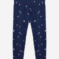 Calça legging infantil de algodão floral azul