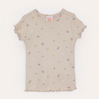 Blusa infantil de algodão floral fru fru bege