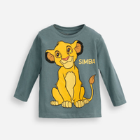 Camiseta infantil de algodão manga longa simba verde