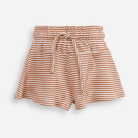 Short evasê infantil listrado bege