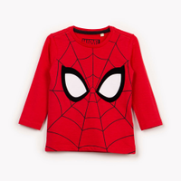 Camiseta de algodão infantil homem aranha manga longa vermelho