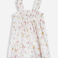Vestido infantil de algodão floral off white