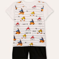 Conjunto infantil curto patrulha canina listrado off white