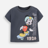 Camiseta infantil de algodão mickey cinza