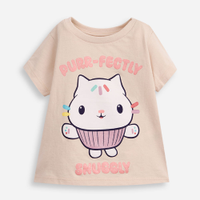 Camiseta infantil de algodão gabby gatinho hello bege
