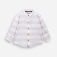 Camisa infantil manga longa listrada bege