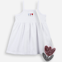 Vestido infantil em malha de algodão com bolsa flor off white