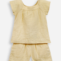 Conjunto infantil manga curta leve amarelo