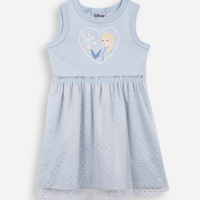 Vestido infantil tule frozen azul