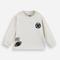 Blusa infantil manga longa texturizada esportes cinza