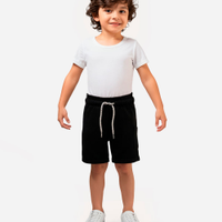 Bermuda infantil de algodão com bolso - preto
