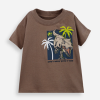 Camiseta infantil de algodão jurassic marrom