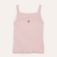 Blusa de algodão infantil alça fina coração rosa