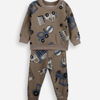 Conjunto infantil transportes bege