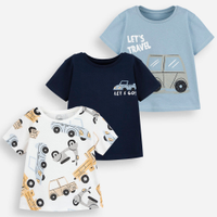 Kit de 3 camisetas infantil de algodão manga curta estampado colorido