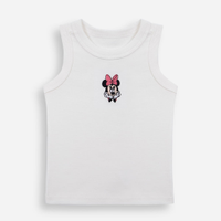 Regata infantil de algodão bordado minnie canelada off white