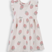 Vestido infantil de algodão morangos colorido