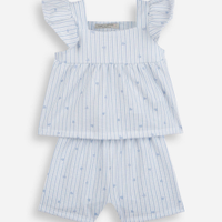 Conjunto curto infantil listrado azul
