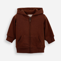 Blusão infantil de moletom com capuz e bolso marrom