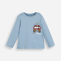 Camiseta infantil de algodão manga longa estampada azul
