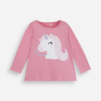 Blusa infantil de algodão unicórnio rosa