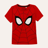 Camiseta de algodão infantil homem aranha manga curta vermelha
