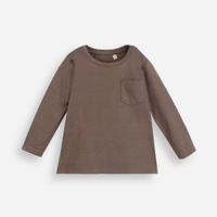 Camiseta infantil com bolso manga longa bege