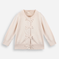 Cardigan infantil de tricot com lacinhos bege