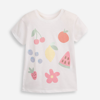 Camiseta de algodão infantil frutinhas com glitter off white