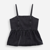 Blusa juvenil jeans com recorte cinza