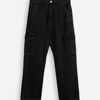 Calça jeans juvenil cargo preta