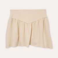 Short saia juvenil com babados bege