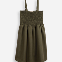 Vestido com linho juvenil com lastex verde