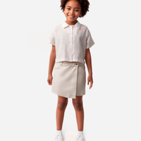 Camisa cropped juvenil de algodão off white