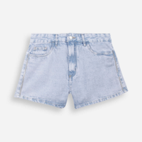 Short mom juvenil jeans com brilhos azul