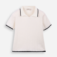 Polo trico texturizada off white