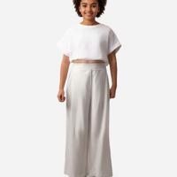 Cropped de algodão juvenil balonê manga curta off white