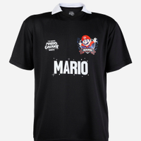 Camiseta juvenil com gola manga curta mario bros preta