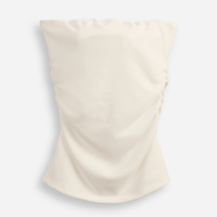 Blusa juvenil sem alça franzida off white