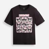 Camiseta oversized infantil manga curta hello kitty kuromi cinza