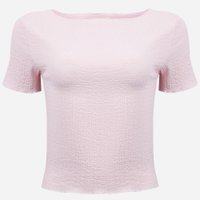 Blusa juvenil decote canoa texturizada rosa