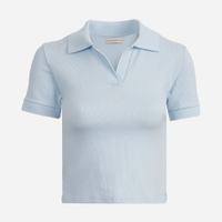 Polo de algodão juvenil manga curta bicolor azul