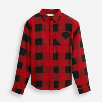 Camisa xadrez juvenil manga longa flanelada - vermelha