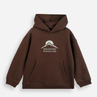 Blusão infantil de moletom com capuz estampado marrom