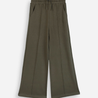 Calça wide leg juvenil com nervuras cós elástico verde