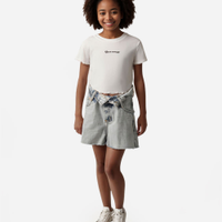 Short mom jeans juvenil cós virado azul