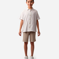 Camisa juvenil de algodão com bolso manga curta off white