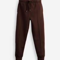 Calça jogger juvenil de moletom com nervura marrom